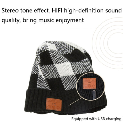 M3-BL Bluetooth LED Music Headset Hat Lady Warm Night Lighting Hat(Black Red) - Smart Hats by PMC Jewellery | Online Shopping South Africa | PMC Jewellery | Buy Now Pay Later Mobicred