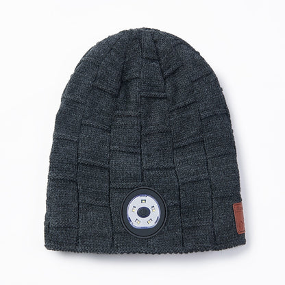 RG5-BL Bluetooth LED Lighting Music Knit Hat Plus Velvet Night Running Lamp Hat(Dark Gray) - Smart Hats by PMC Jewellery | Online Shopping South Africa | PMC Jewellery | Buy Now Pay Later Mobicred