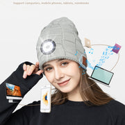 RG5-BL Bluetooth LED Lighting Music Knit Hat Plus Velvet Night Running Lamp Hat(Black)