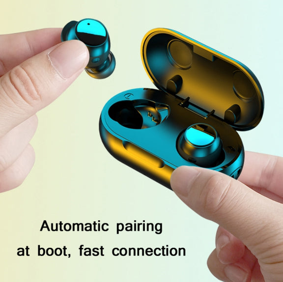 TWS-22 Bluetooth 5.0 In-Ear Sports Water-resistant Noise Cancelling Touch Control Mini Headphones(Black)