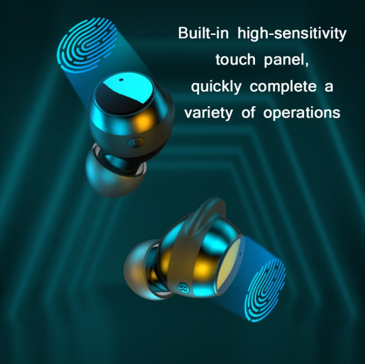 TWS-22 Bluetooth 5.0 In-Ear Sports Water-resistant Noise Cancelling Touch Control Mini Headphones(Black)
