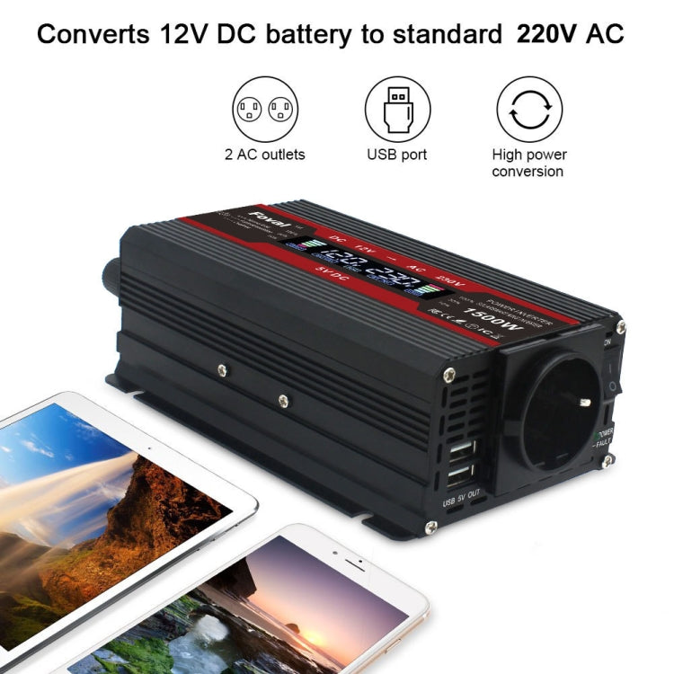 3000W LCD Smart Home Car Inverter 12V To 220V Power Converter - Modified Square Wave by PMC TechLife | Online Shopping South Africa | PMC TechLife