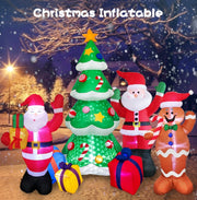 Santa Claus Christmas Tree Snowman Inflatable LED Luminous Christmas Ornaments, US Plug(QM0001-1.5M)