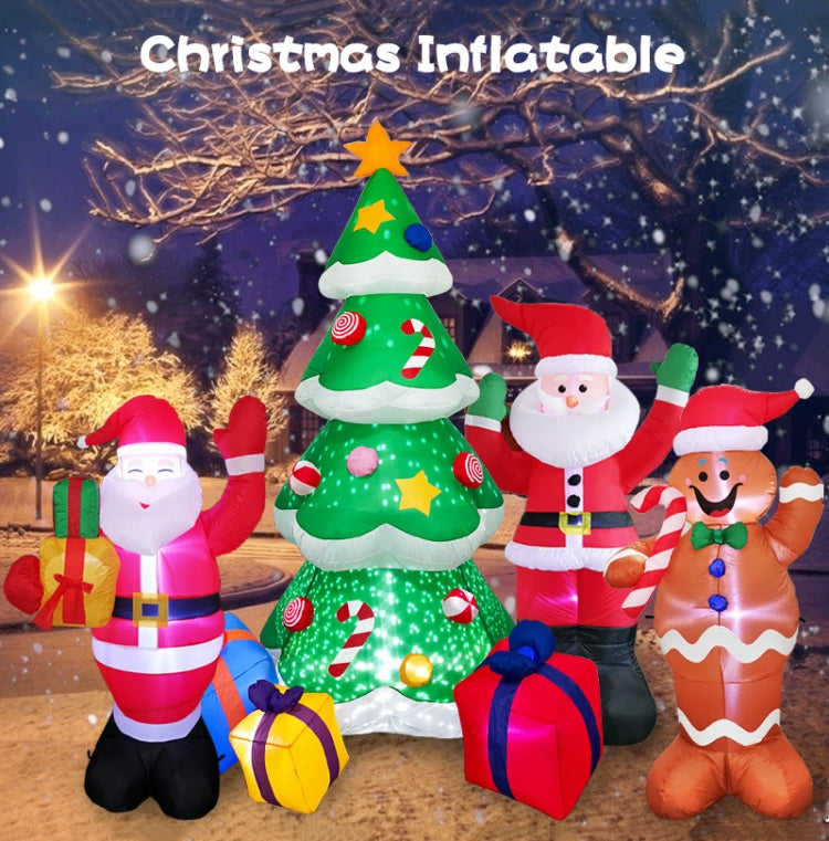 Santa Claus Christmas Tree Snowman Inflatable LED Luminous Christmas Ornaments, US Plug(QM0001-1.5M)