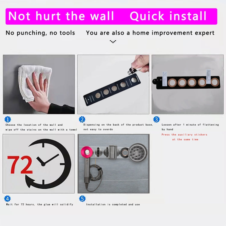 JD01 Punch-Free Hange Acrylic Hair Dryer Storage Bracket For Dyson Hair Dryer(Transparent)