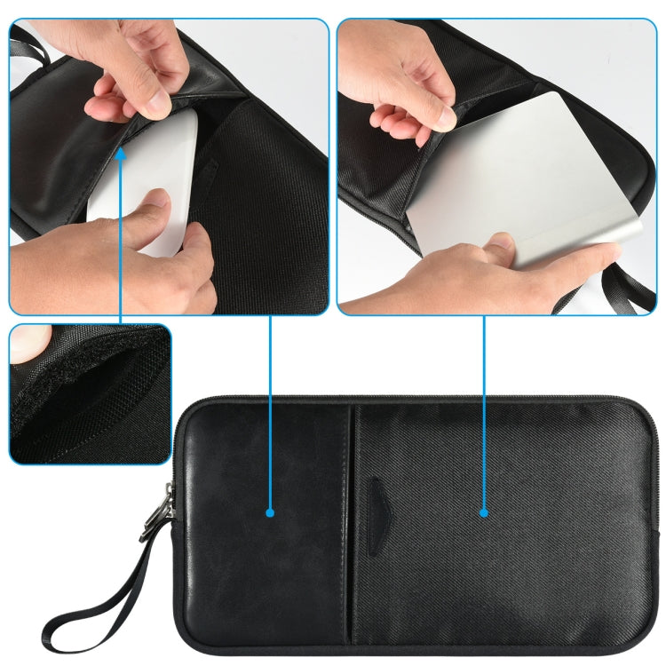 Universal PU Leather + Nylon Waterproof Zipper Portable Keyboard Storage Bag For Apple Wireless Keyboard A1314 & Magic Keyboard A1644(Black) - Digital Storage Bag by PMC TechLife | Online Shopping South Africa | PMC TechLife | Buy Now Pay Later Mobicred