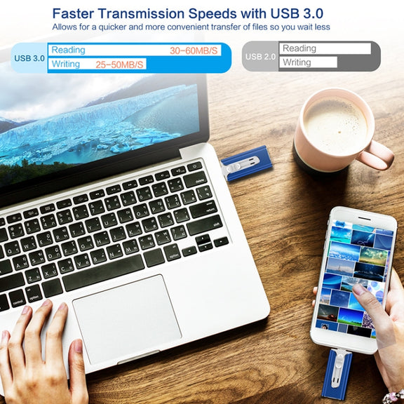 32GB Micro USB + 8 Pin + USB 2.0 3 in 1 Mobile Phone Computer U-Disk(Gold)
