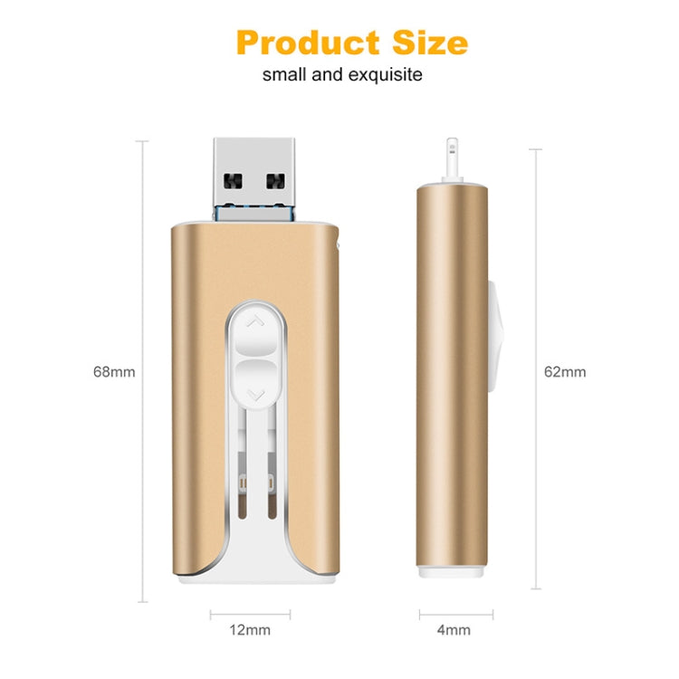 128GB Micro USB + 8 Pin + USB 2.0 3 in 1 Mobile Phone Computer U-Disk(Black)