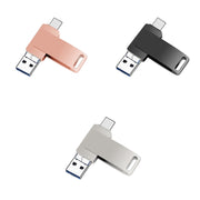 128GB USB 3.0 + 8 Pin + USB-C / Type-C 3 in 1 Phone Computer Metal Rotatable U-Disk(Pink)