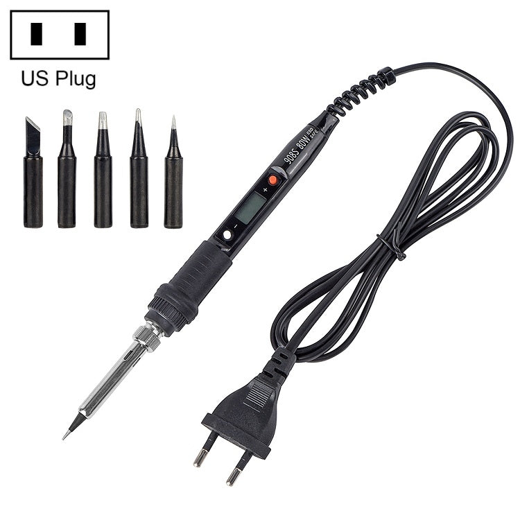 Metallic LCD Temperature Regulating Soldering Iron And Soldering Iron Tip Set Electric Soldering Iron Welding Tool(110V US Plug Black Head Black) - Soldering Iron Set by PMC TechLife | Online Shopping South Africa | PMC TechLife