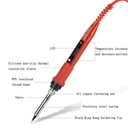 Metallic LCD Temperature Regulating Soldering Iron And Soldering Iron Tip Set Electric Soldering Iron Welding Tool(220V EU Plug Silver Head  Black)