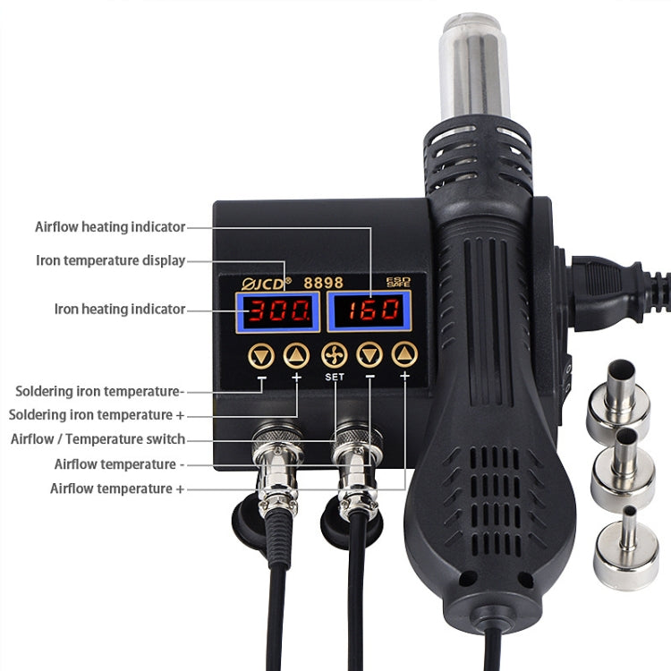 Hot Air Desoldering Station Dual Digital Display Two In One Temperature Control Electric Soldering Iron Soldering Station, EU Plug - Electric Soldering Iron by PMC TechLife | Online Shopping South Africa | PMC TechLife