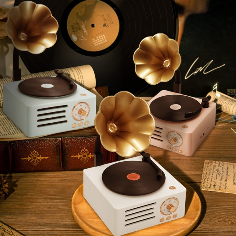 T15 Petunia Retro Vinyl Record Player Wireless Multifunction Mini Bluetooth Audio(Pink)