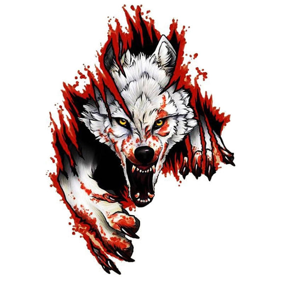 3D Realistic Wolf Head Hood Door Car Body Decoration Stickers Scratches Cover Water-resistant Car Stickers(Wolf Head Left)