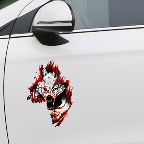 3D Realistic Wolf Head Hood Door Car Body Decoration Stickers Scratches Cover Water-resistant Car Stickers(Wolf Head Left)