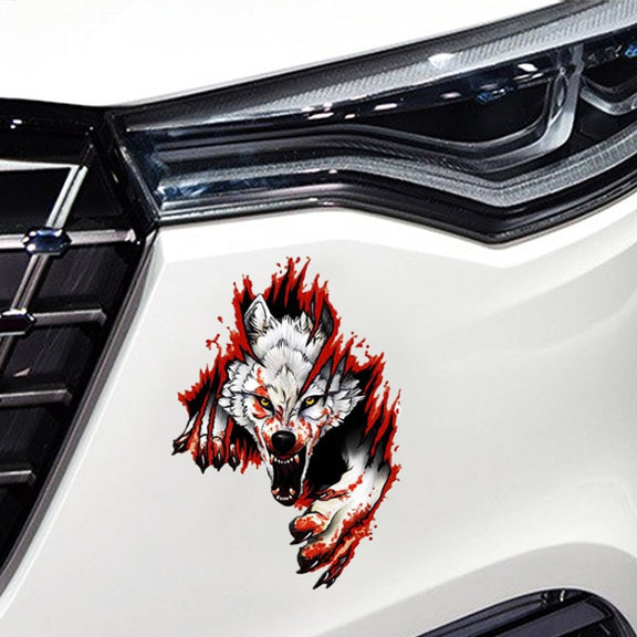 3D Realistic Wolf Head Hood Door Car Body Decoration Stickers Scratches Cover Water-resistant Car Stickers(Wolf Head Left)