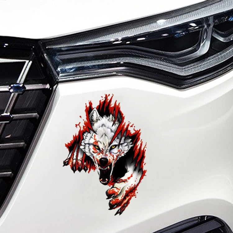 3D Realistic Wolf Head Hood Door Car Body Decoration Stickers Scratches Cover Water-resistant Car Stickers(Wolf Head Left)