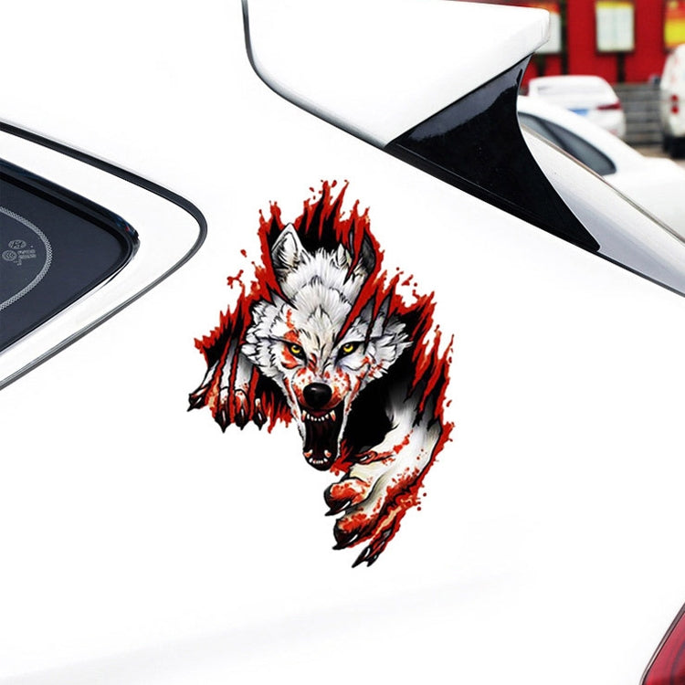 3D Realistic Wolf Head Hood Door Car Body Decoration Stickers Scratches Cover Water-resistant Car Stickers(Wolf Head Left)