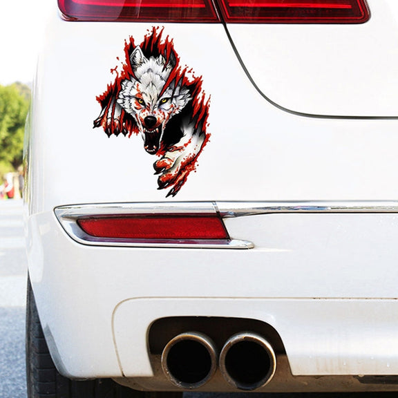 3D Realistic Wolf Head Hood Door Car Body Decoration Stickers Scratches Cover Water-resistant Car Stickers(Wolf Head Left)