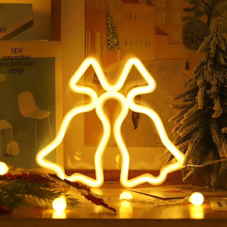Christmas Decoration Neon Lights Wall-Mounted Ornaments, Spec: Bell-Warm Light - Decoration Lamps by PMC TechLife | Online Shopping South Africa | PMC TechLife
