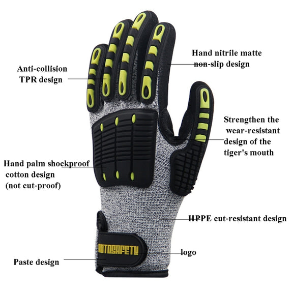 ROTOSAFETY RZT-HFZ20 Shock-Proof Anti-Smashing Anti-Cutting Anti-Collision Gloves TPR Mechanical Maintenance Fire Rescue Miners Mining Anti-Stab Gloves, Size: XL