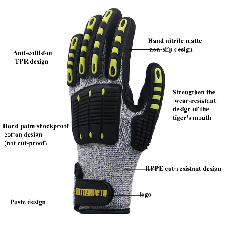 ROTOSAFETY RZT-HFZ20 Shock-Proof Anti-Smashing Anti-Cutting Anti-Collision Gloves TPR Mechanical Maintenance Fire Rescue Miners Mining Anti-Stab Gloves, Size: XL