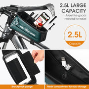 WEST BIKING 2.5L Bicycle Front Beam Mobile Phone Touch Screen Hard Shell Bag(Dark Green)
