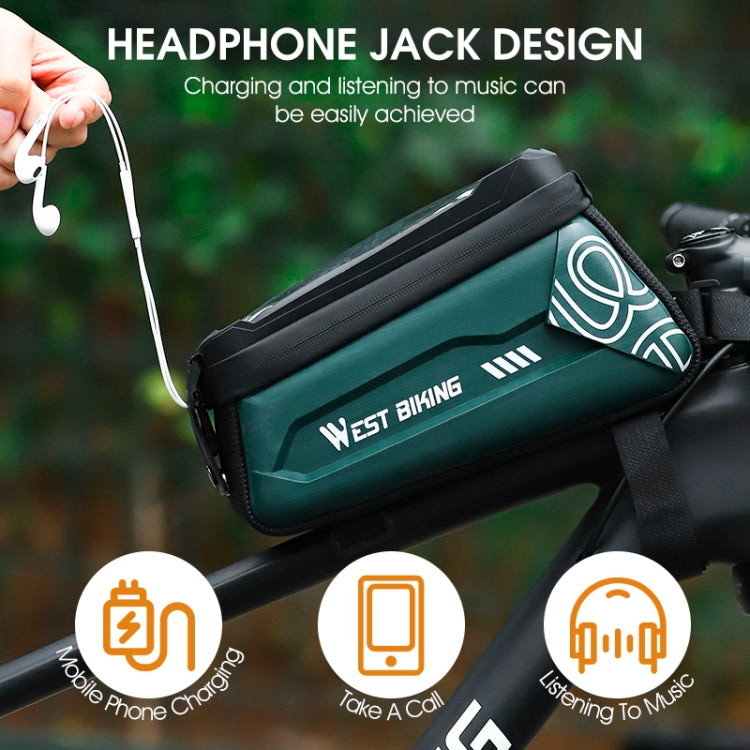 WEST BIKING 2.5L Bicycle Front Beam Mobile Phone Touch Screen Hard Shell Bag(Dark Green) - free shipping - PMC TechLife - Order now!