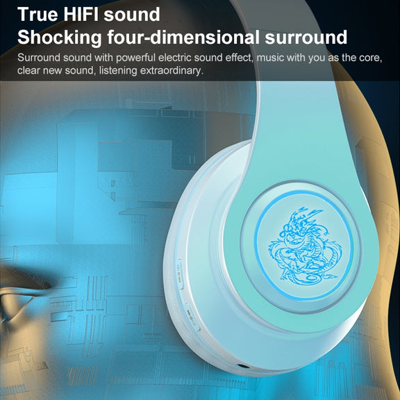 B39 Wireless Bluetooth Headset Subwoofer With Breathing Light Support TF Card(Black Red)