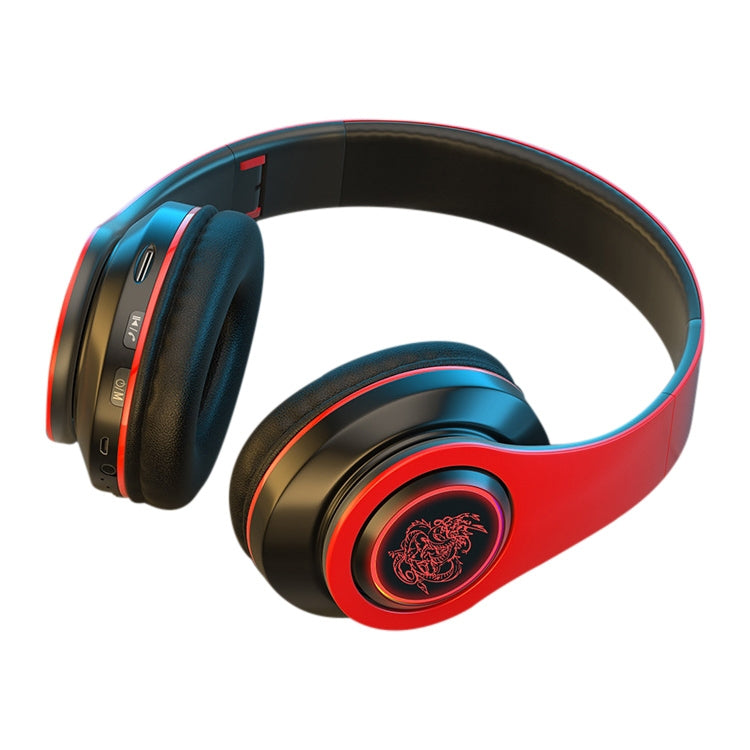 B39 Wireless Bluetooth Headset Subwoofer With Breathing Light Support TF Card(Red Black) - Headset & Headphone by PMC TechLife | Online Shopping South Africa | PMC TechLife | Buy Now Pay Later Mobicred