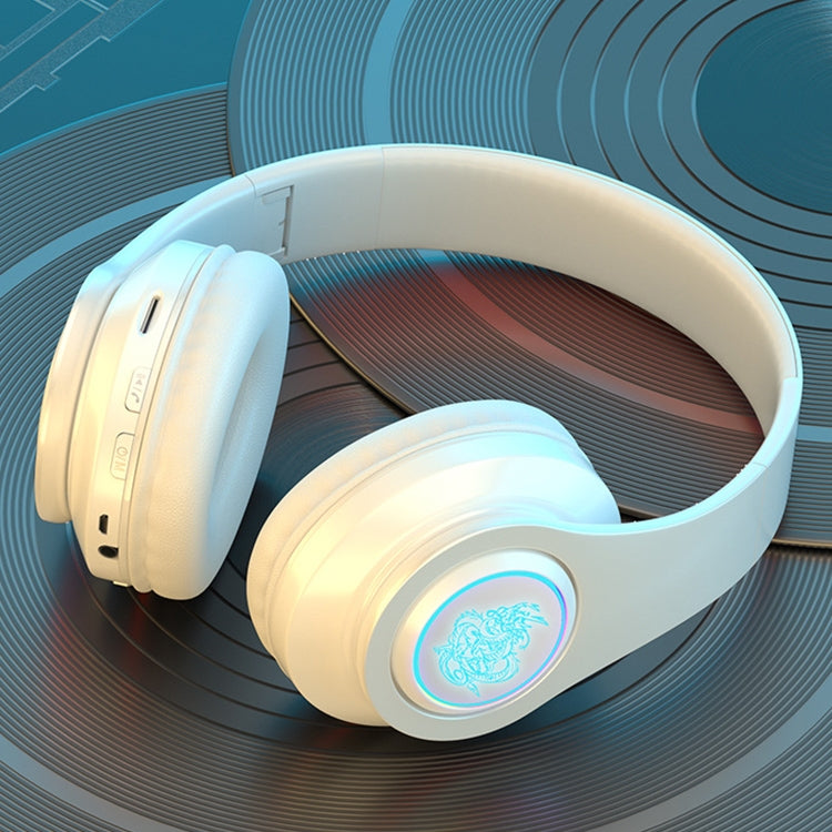 B39 Wireless Bluetooth Headset Subwoofer With Breathing Light Support TF Card(White) - Headset & Headphone by PMC TechLife | Online Shopping South Africa | PMC TechLife | Buy Now Pay Later Mobicred