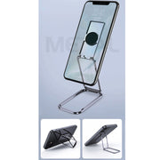Square Folding Metal Holder Rotating Back Stick Desktop Phone Ring Holder(Rose Gold)
