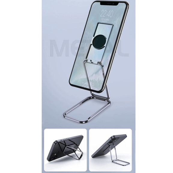 Square Folding Metal Holder Rotating Back Stick Desktop Phone Ring Holder(Rose Gold)