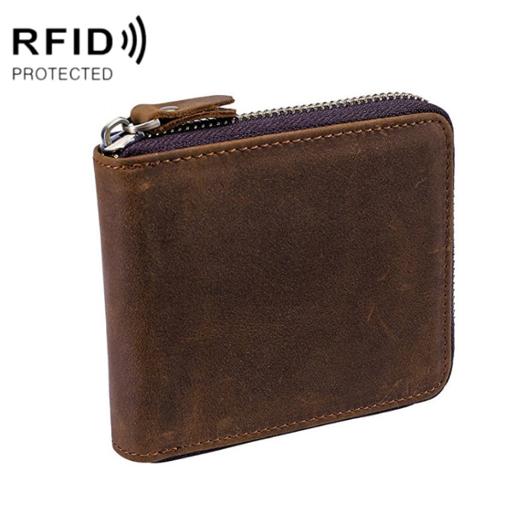 9039 RFID Antimagnetic Leather Zipper Wallet(Horizontal 3) - free shipping - PMC TechLife - Order now!