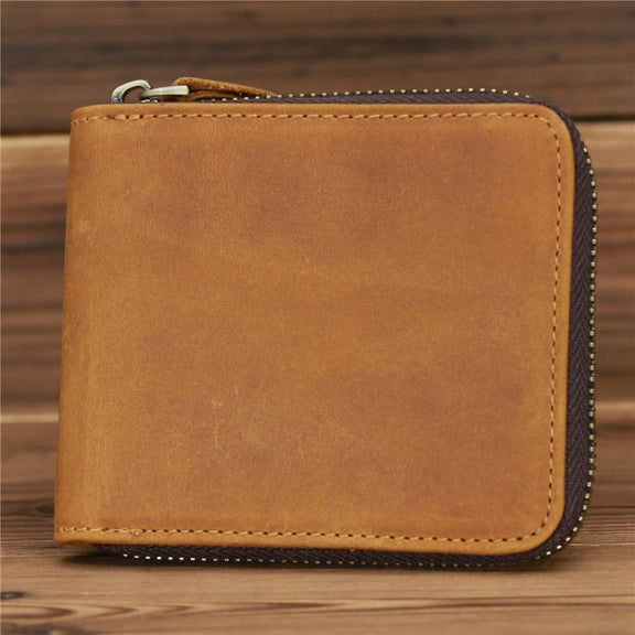 9039 RFID Antimagnetic Leather Zipper Wallet(Horizontal 4)