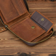 9039 RFID Antimagnetic Leather Zipper Wallet(Horizontal 4)