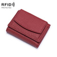 CL-2753 Leather RFID Short Coin Purse Wallet(Wine Red) - free shipping - PMC TechLife - Order now!