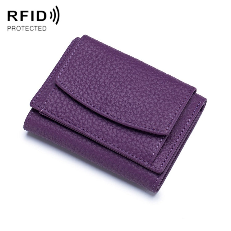 CL-2753 Leather RFID Short Coin Purse Wallet(Purple) - free shipping - PMC TechLife - Order now!