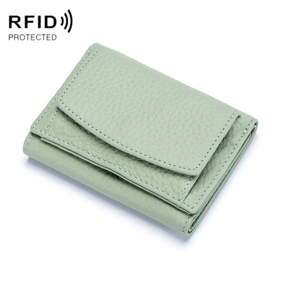 CL-2753 Leather RFID Short Coin Purse Wallet(Light Green)