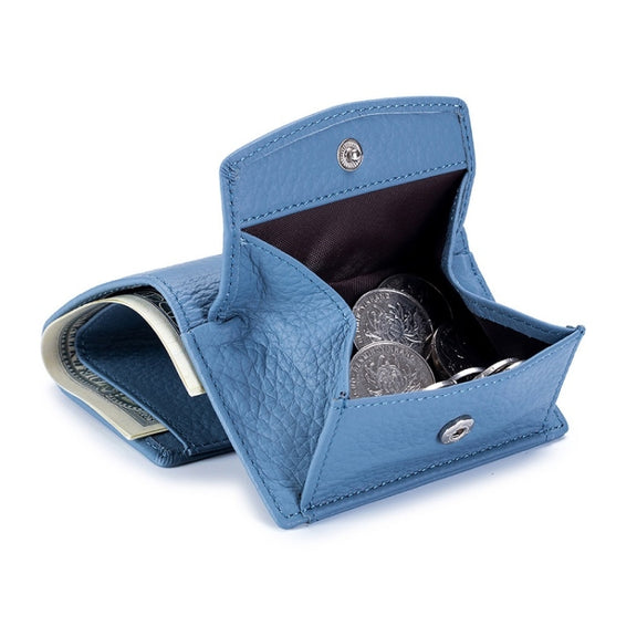 CL-2753 Leather RFID Short Coin Purse Wallet(Dark Green)