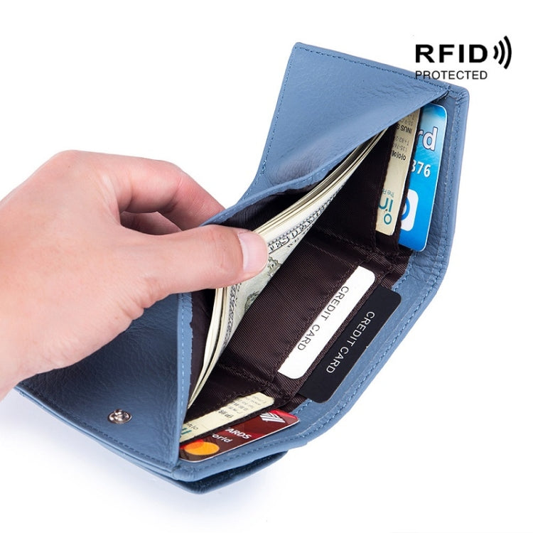 CL-2753 Leather RFID Short Coin Purse Wallet(Black)