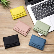 CL-2753 Leather RFID Short Coin Purse Wallet(Dark Green)