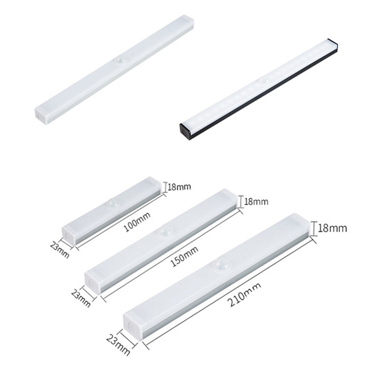 LED Human Body Induction Lamp Long Strip Charging Cabinet Lamp Strip, Size: 15cm(Silver and White Light) - Sensor LED Lights by PMC TechLife | Online Shopping South Africa | PMC TechLife
