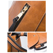 21506 4 in 1 Simple Color-Block Diagonal Handbags Fashion Large Capacity Soft Leather Bags(Brown)
