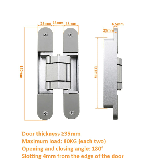Three-Dimensional Adjustable Cross Hinge Folding Door Concealed Hinge, Specification: No. 3 Dumb Black 80kg