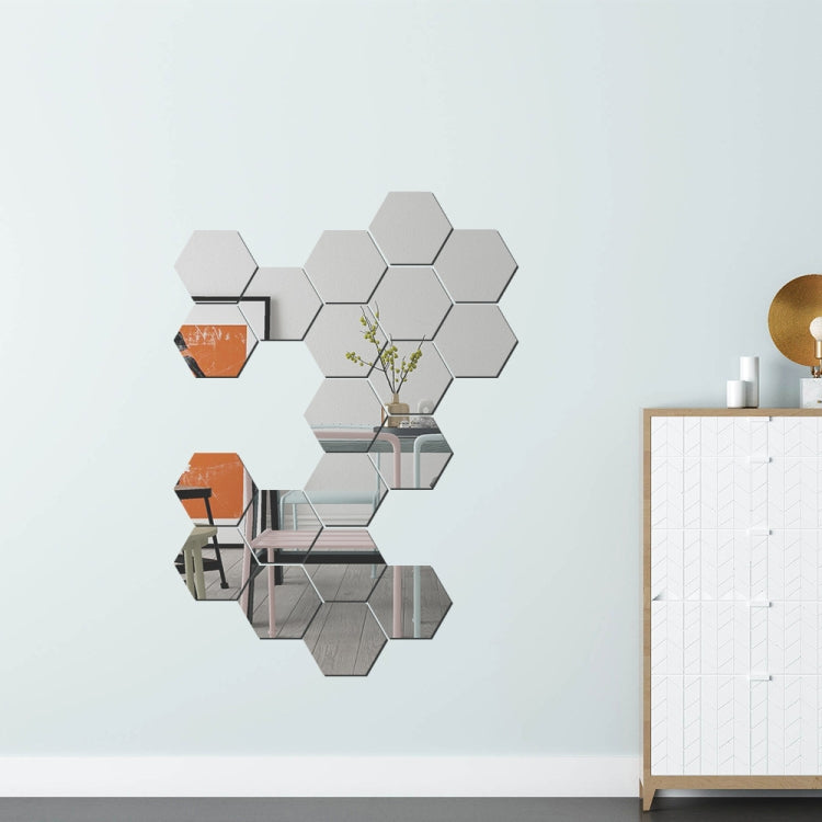 Ym300 16 PCS / Set Home Personal Wall Stickers DIY Acrylic Wall Decorative Mirror(Quartet Silver) - Decorative Mirrors by PMC TechLife | Online Shopping South Africa | PMC TechLife