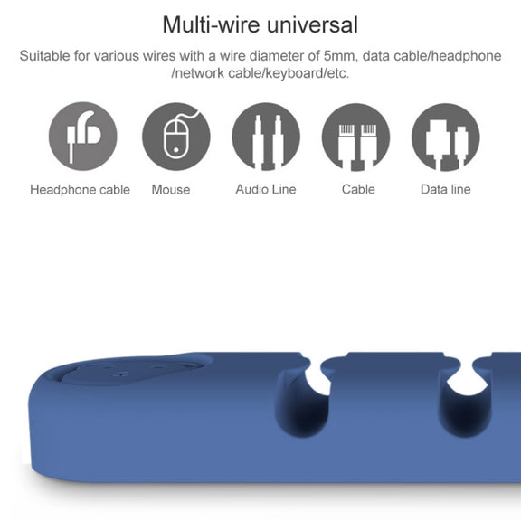 6 Holes Bear Silicone Desktop Data Cable Organizing And Fixing Device(Camellia Red)