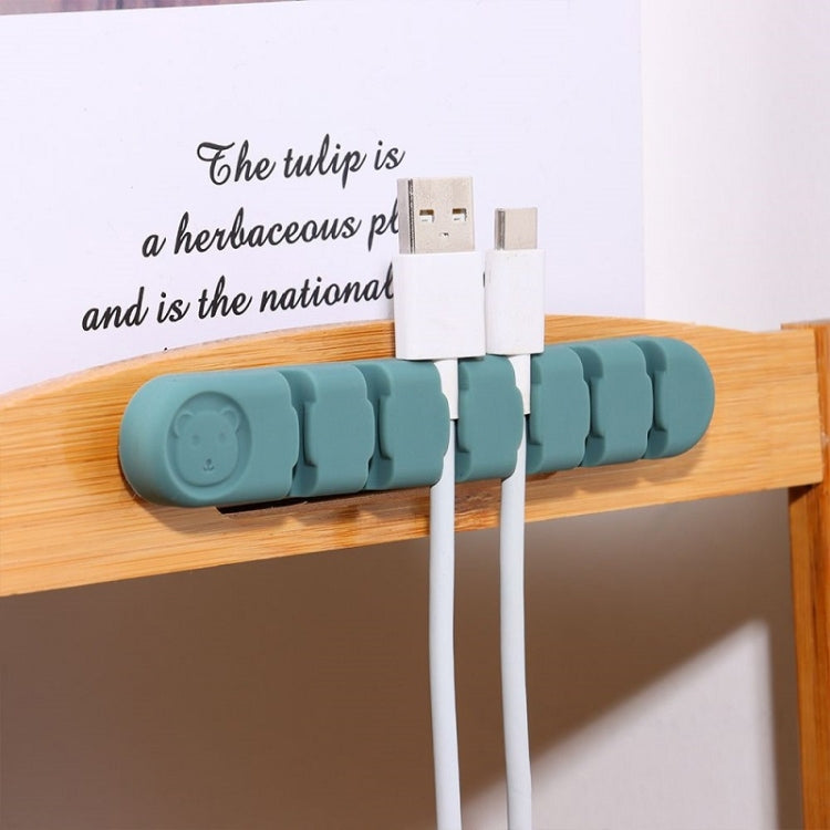 6 Holes Bear Silicone Desktop Data Cable Organizing And Fixing Device(Camellia Red) - Cable Organizer by PMC TechLife | Online Shopping South Africa | PMC TechLife | Buy Now Pay Later Mobicred