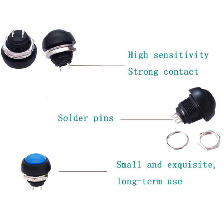 10 PCS Small Waterproof Self-Reset Button Switch(Black) - Switch by PMC TechLife | Online Shopping South Africa | PMC TechLife | Buy Now Pay Later Mobicred