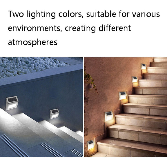 6 LED Solar Stainless Steel Stair Ladder Lamp Wall Light(Warm Light)